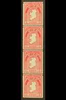 1933 COIL STAMP  1d Carmine, Perf 15 X Imperf (single Perf), Strip Of Four Fine Mint, Two Are Never Hinged, Well Centere - Andere & Zonder Classificatie