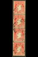 1946 COIL STAMPS  1d Carmine Perf 15 X Imperf, Watermark Upright SG 112c, Fine Cds Strip Of Four, Well Centered. For Mor - Sonstige & Ohne Zuordnung