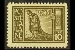 RHODES  1929 10L Olive Brown, Sass 11, Scott 23, Fine Mint (1 Stamp) For More Images, Please Visit Http://www.sandafayre - Otros & Sin Clasificación