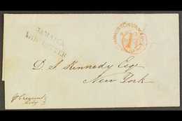 1850 JAMAICA SHIP LETTER  (April) Outer Wrapper To New York, "Pr Crescent City", Showing Good JAMAICA/SHIP LETTER, Red K - Jamaica (...-1961)