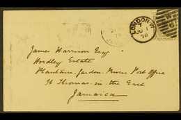 1878  (June 1) Attractive Incoming Cover To Jamaica Bearing GB 6d Grey (SG 147), Plate 15, Tied By Neat London W Duplex, - Jamaica (...-1961)