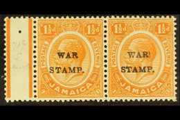 1916  1½d Orange War Stamp With "S" INSERTED BY HAND Variety, SG 71c, Very Fine Mint With Margin To Left, In Horizontal  - Jamaica (...-1961)