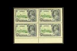 1935  6d Green And Indigo Jubilee, Variety "Extra Flagstaff", SG 116a, In A Mint Bottom Marginal Block Of 4. For More Im - Jamaica (...-1961)