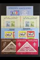 1962-67 NHM MINIATURE SHEETS.  An ALL DIFFERENT Selection That Includes  the 1964 Kennedy 100f M/s, 1964 Olympics 100f M - Jordanien