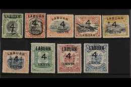 1899  Pictorial Set Bearing 4 CENTS Surcharges,  SG 102/110, Fine Mint. (9 Stamps) For More Images, Please Visit Http:// - North Borneo (...-1963)