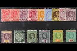 1906  Ed VII New Colours Set Complete To $5, Wmk MCA, SG 153/67, Very Fine Mint. (15 Stamps) For More Images, Please Vis - Straits Settlements