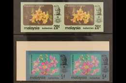 KELANTAN  1979 5c & 20c Flowers Horizontal IMPERF PAIRS (SG 125 & 128), Superb Never Hinged Mint, Very Fresh. (2 Pairs = - Other & Unclassified