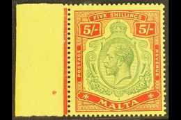 1914 - 21  5s Green And Red On Yellow, Wmk MCA, SG 88 Very Fine Marginal NHM. For More Images, Please Visit Http://www.s - Malta (...-1964)