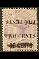 1891  2c On 38c On 9d Pale Violet, Variety "surcharge Double, One Inverted", SG 120c, Very Fine Mint. For More Images, P - Mauricio (...-1967)