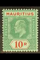 1910  10r Green And Red On Green, Ed VII, SG 195, Very Fine Mint. For More Images, Please Visit Http://www.sandafayre.co - Mauricio (...-1967)