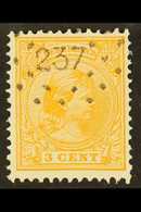 1891-94  3c Orange Queen (SG 147a, NVPH 34), Fine Used With Superb "237" (HILLEGOM) Numeral Cancel, Very Fresh, Scarce P - Other & Unclassified