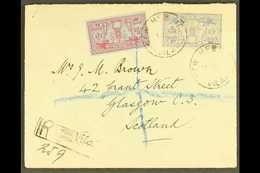 FRENCH  1933 Neat Orient Line Printed Envelope Registered To Scotland, Bearing 1925 50c And 1f Tied New Hebrides Vila Cd - Otros & Sin Clasificación