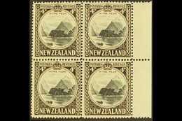 1941  4d Black And Sepia Mitre Peak, Line Perf. 14 SG 583c, Very Fine Mint Right Marginal Block Of Four, Three Are Never - Other & Unclassified