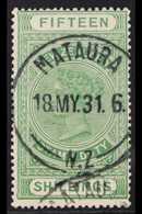 POSTAL FISCAL  1925-30 15s Green, Cowan Paper, Perf 14½ X 14, SG F141, Very Fine Used With Neat, Upright Largely Complet - Other & Unclassified