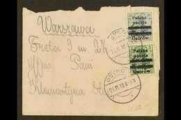 LOCAL ISSUE  OSTROW 1918 (21 Nov) Cover Addressed To Warsaw Bearing 5pf Green & 20pf Blue With Local Overprints Type B - - Andere & Zonder Classificatie