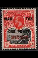 1916  1d + 1d Black & Scarlet, Overprinted "SPECIMEN", SG 87s, Fine Mint For More Images, Please Visit Http://www.sandaf - Saint Helena Island