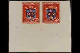 1945 - 1946  25L Red Brown And Ultramarine, Arms, Variety "imperf", Sass 294a, Superb Mint Corner Margin Pair. For More  - Other & Unclassified