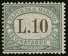 POSTAGE DUES  1924 10L Green And Brown, Sass 18, Very Fine And Fresh Mint. Cat €450 (£360) For More Images, Please Visit - Autres & Non Classés