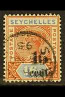 1893  15c On 16c (Die II), Surcharge Double, SG 19b, Fine Cds Used.  For More Images, Please Visit Http://www.sandafayre - Seychellen (...-1976)