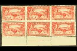 1938-44  1½d Scarlet Pictorial, SG 190, Never Hinged Mint Lower Marginal IMPRINT BLOCK Of 6 With Complete 'Waterlow & So - Sierra Leona (...-1960)