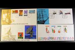 1969-1973  All Different Illustrated Unaddressed First Day Covers, Inc 1969 1c, 4c, $2 & $5 Defins, 1971 Art, Festivals  - Singapur (...-1959)