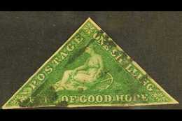 CAPE  1855-63 1s Bright Yellow-green, White Paper, SG 8, Good To Fine Used, Three Margins, Cat.£300. For More Images, Pl - Non Classés