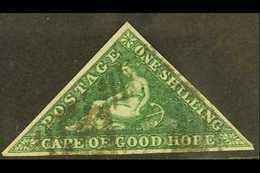 CAPE  1855-63 1s Deep, Dark Green, White Paper, SG 8b, Fine Used, Three Margins, Cat.£550. For More Images, Please Visit - Non Classés