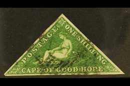 CAPE OF GOOD HOPE  1855-63 1s Bright Yellow- Green Triangle, SG 8, Used With 3 Margins, Cat £300. For More Images, Pleas - Unclassified