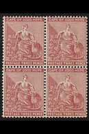 CAPE OF GOOD HOPE  3d Deep Claret, Hope, Wmk CA, SG 43a, Very Fine Never Hinged Mint Block Of 4. For More Images, Please - Ohne Zuordnung