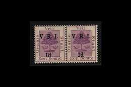 ORANGE FREE STATE  1d On 1d Purple, Raised Stops, Variety "no Stop After R" In Pair With Normal Very Fine Mint. For More - Non Classés