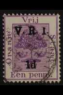 ORANGE FREE STATE  1900 1d On 1d Purple, Raised Stops, Variety "Short Figure I", SG 113J, Very Fine Used. For More Image - Non Classés