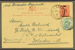 KOKO  1912 "½d" On 1d Postal Stationery Card To Germany Uprated ½d Ed VII Both Tied By Koko Jy 22 12 Southern Nigeria 2  - Nigeria (...-1960)