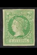 1860-61  2c Green On Greenish (Edifil 51, Scott 49, SG 63), Fine Mint With 4 Margins, Expertized (A. Roig). For More Ima - Other & Unclassified