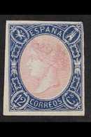 1865  Imperf 12c Rose And Blue (Edifil 70, Scott 69, SG 82), 4 Margins, Fine Mint. Very Fresh! For More Images, Please V - Other & Unclassified