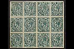 1876  5c Green "War Tax" (2nd Carlist War), Variety IMPERFORATE, Edifil 183s, As SG W253 & Scott MR5, Block Of 12, Never - Other & Unclassified
