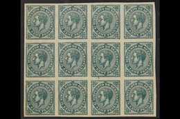 1876  5c Green "War Tax" (2nd Carlist War), Variety IMPERFORATE, Edifil 183s, As SG W253 & Scott MR5, Block Of 12, Never - Andere & Zonder Classificatie