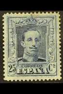 1922-29  25c Blue Alphonso, Die II, Perf 14, Unissued, Edifil NE24, Mint With Some Perf Toning.  For More Images, Please - Sonstige & Ohne Zuordnung