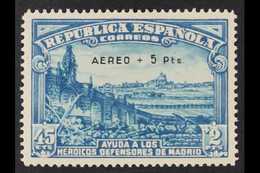 1938  Defence Of Madrid "AEREO + 5 Pts" On 45c+2p Blue (Edifil 759, Scott CB6, SG 841), Very Fine Mint, Expertized. For  - Other & Unclassified