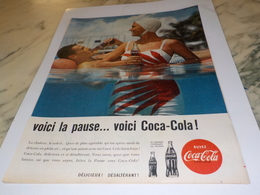 ANCIENNE PUBLICITE VOICI LA PAUSE PISCINE  COCA COLA 1960 - Afiches Publicitarios