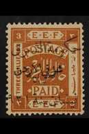 1923  3m Yellow Brown, "Black Overprint" Variety, SG 56c, Fine Mint For More Images, Please Visit Http://www.sandafayre. - Jordanië