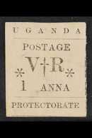 1896 (NOV)  1a Black Type-set With SMALL "o" IN POSTAGE Variety, SG 54a, Mint, Heavy Hinge And Tiny Thin. For More Image - Uganda (...-1962)