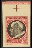 1945  1L50  Black & Red "Pope Pius XII" IMPERF MARGINAL VARIETY, Sass 95b, Never Hinged Mint For More Images, Please Vis - Sonstige & Ohne Zuordnung