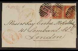 1872  (15 Apr) Registered Entire From Liverpool To London, Franked 1858 1d Pl.123 PAIR And 1867 3d Rose Pl.7, Each Tied  - Andere & Zonder Classificatie