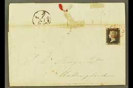 1840  MAY DATE ENTIRE (May 19th) To Wallingford, Franked 1d Black, "L E" Plate 2, SG 2, Tied By Red Maltese Cross Cancel - Non Classés