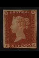 1841  1d Red-brown 'HC', SG 8, Mint With Large Part Original Gum, Virtually 4 Margins, Just Touching The Frame Line At B - Other & Unclassified