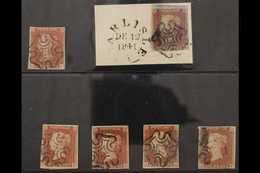 1841  1d Reds From BLACK PLATES, Includes, Plates 1b, 2, 8, 9, 10 & 11, SG 7, All Good To Very Fine Used, Four Margin Ex - Andere & Zonder Classificatie