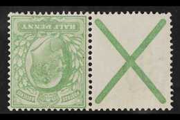 1902-10  ½d Yellowish-green, Watermark Inverted, In A Horizontal Pair With St Andrews Cross, SG 218aw, Part Of The Bookl - Ohne Zuordnung