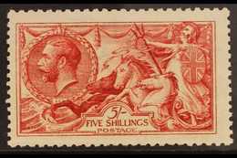 1915  5s Bright Carmine Seahorse De La Rue Printing, SG 409, Fine Mint, Streaky Gum And Slightly Trimmed Perfs At Bottom - Unclassified