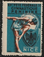 Vignette Errinophilie Fête Fédérale De Gymnastique Féminine 1934 Nice - Sports