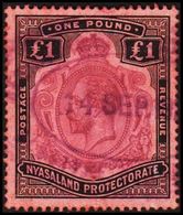 1913-1918. NYASALAND PROTECTORATE. Georg V  £ 1 ONE POUND.  (MICHEL 22) - JF318472 - Nyassaland (1907-1953)